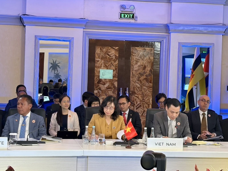 Thứ trưởng Bộ Công Thương Phan Thị Thắng tham dự Hội nghị chung giữa Bộ trưởng Ngoại giao và Bộ trưởng Kinh tế ASEAN. Ảnh: Vụ Chính sách thương mại đa biên