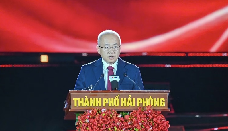 Chủ tịch UBND TP. Hải Phòng Đỗ Thành Trung phát biểu tại sự kiện. Ảnh: HP