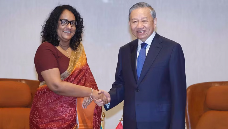 Tổng Bí thư, Chủ tịch nước Tô Lâm hội kiến Thủ tướng Sri Lanka Harini Amarasuriya. (Ảnh: Thống Nhất/TTXVN)