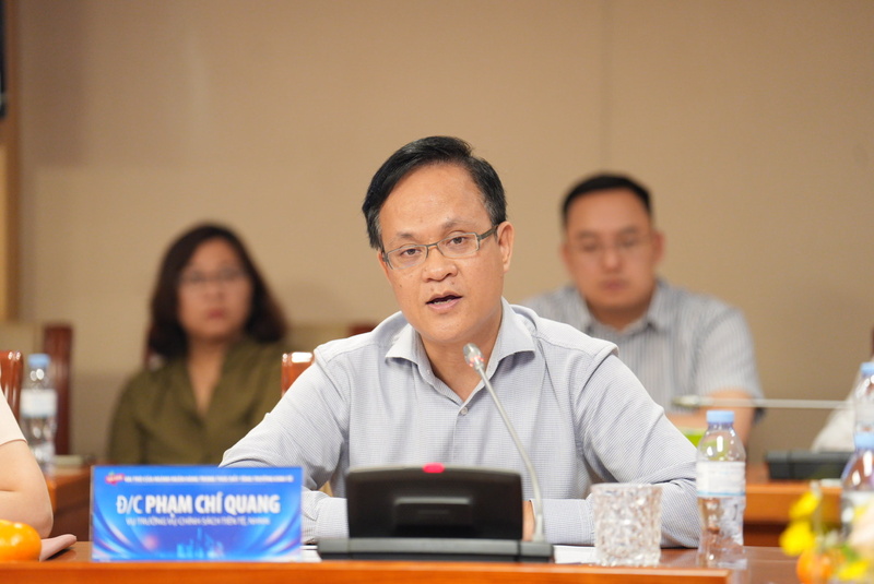 Ông Phạm Chí Quang, Vụ trưởng Vụ Chính sách tiền tệ phát biểu tại tọa đàm.