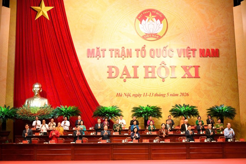 Đại hội đại biểu toàn quốc Mặt trận Tổ quốc Việt Nam lần thứ XI, nhiệm kỳ 2026 - 2031 đã bắt đầu làm việc phiên thứ nhất vào chiều nay (11/5). Ảnh: MTTQ