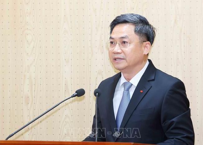 Tân Phó Trưởng Ban Tổ chức Trung ương Hà Minh Hải phát biểu nhận nhiệm vụ. Ảnh: Phương Hoa/TTXVN