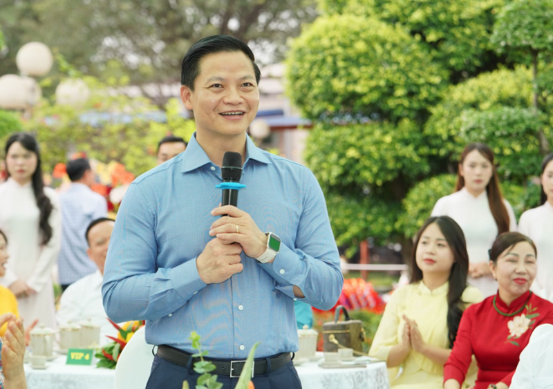 Chủ tịch UBND tỉnh Thái Nguyên Vương Quốc Tuấn chia sẻ định hướng tại chương trình "Trà sáng cùng doanh nhân" diễn ra ngày 9/5.