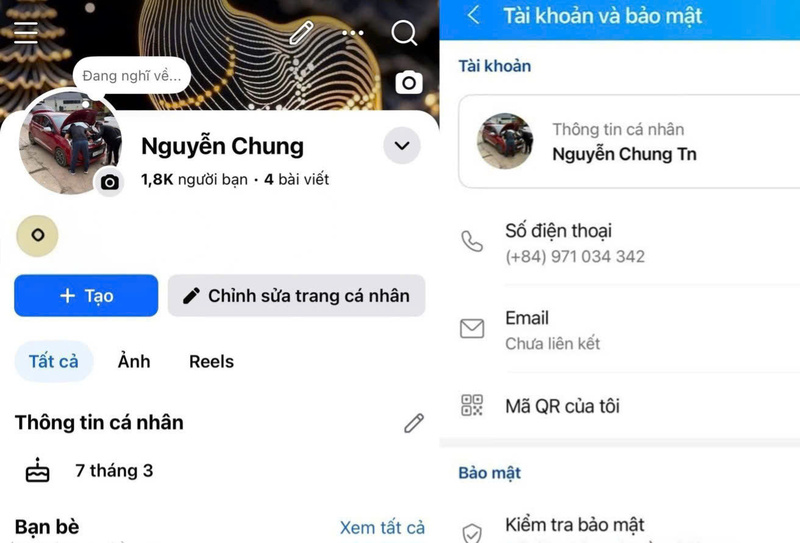 Tài khoản facebook và zalo của đối tượng sử dụng để lừa đảo, chiếm đoạt tài sản. Ảnh: Công an tỉnh Tuyên Quang.