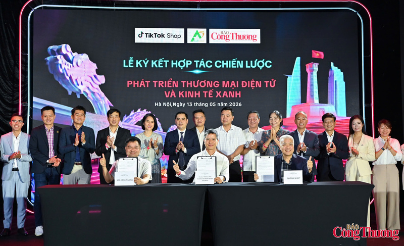 Báo Công Thương cùng TikTok Shop và Trung tâm Xúc tiến thương mại nông nghiệp ký kết hợp tác chiến lược phát triển thương mại điện tử và kinh tế xanh. Ảnh: Nam Nguyễn