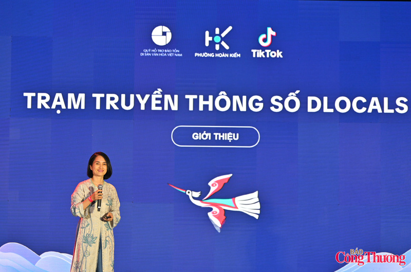 Phó Chủ tịch Thường trực UBND Phường Hoàn Kiếm Nguyễn Hồng Trang chia sẻ về Trạm truyền thông số - Studio dLocals Hoàn Kiếm.