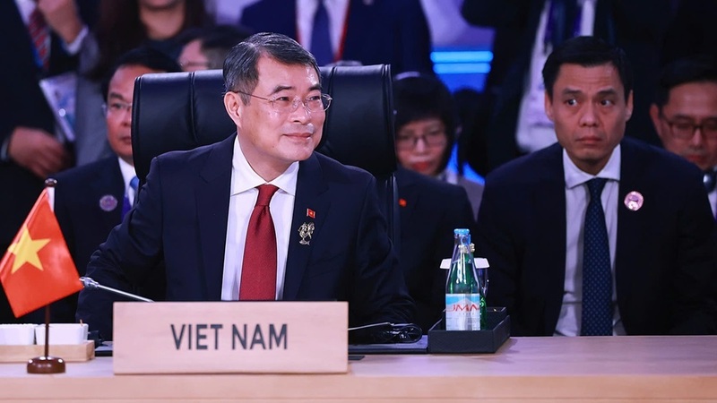 Thủ tướng Lê Minh Hưng phát biểu tại phiên toàn thể. Ảnh -TTXVN