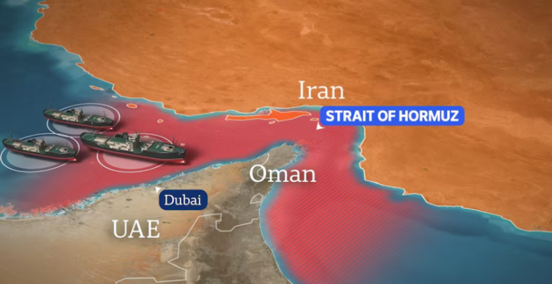 Eo biển Hormuz. Ảnh: ABC News Graphics
