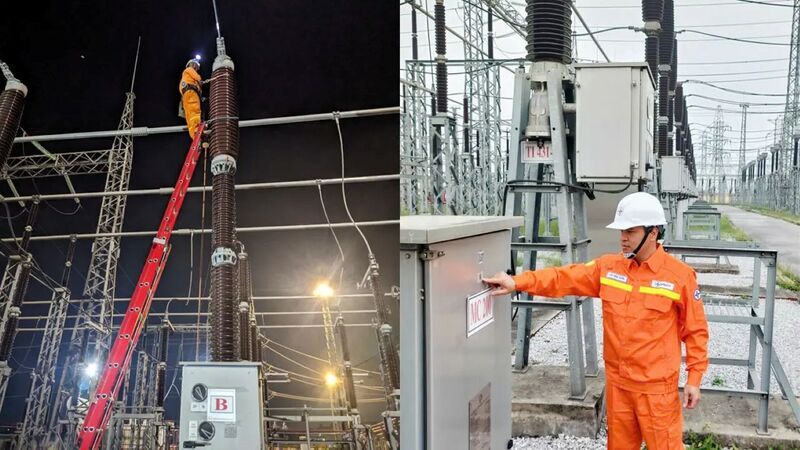 Chủ động kiểm tra hiện trường, giám sát thiết bị, rà soát nguy cơ mất an toàn, khắc phục khiếm khuyết lưới truyền tải. Ảnh: Mai Xuân Hiếu