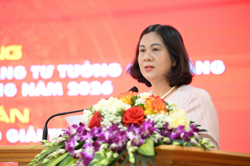 Đồng chí Nguyễn Minh Huệ, quyền Trưởng ban Tuyên giáo và Dân vận Đảng ủy Bộ Công Thương phát biểu tại Lễ phát động. Ảnh: Nguyên Khánh
