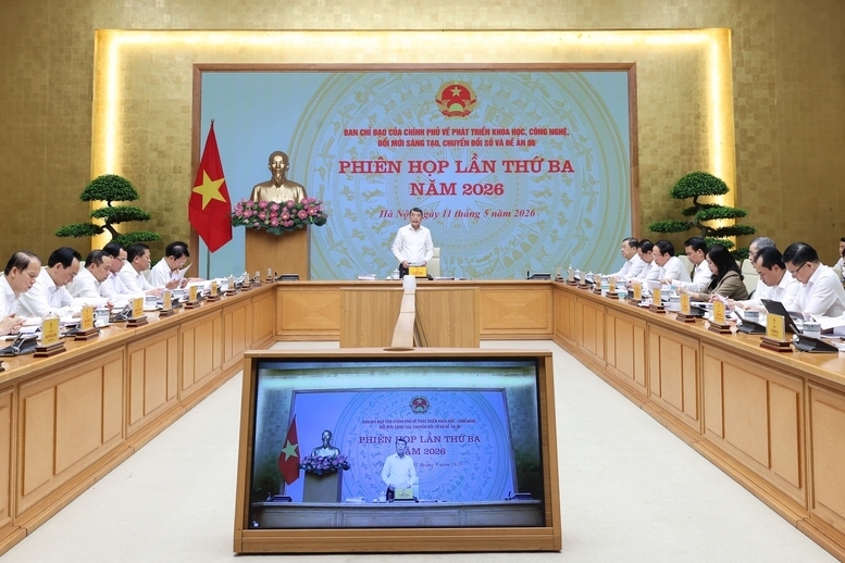 Phiên họp lần thứ ba năm 2026 của Ban Chỉ đạo của Chính phủ về phát triển khoa học, công nghệ, đổi mới sáng tạo, chuyển đổi số và Đề án 06. Ảnh: Chinhphu.vn