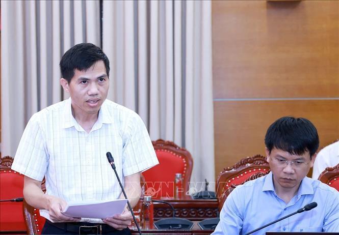 PGS.TS Nguyễn Anh Cường, Trường Đại học Khoa học xã hội và nhân văn (Đại học Quốc gia Hà Nội) tham luận tại Hội thảo. Ảnh: Tuấn Anh - TTXVN