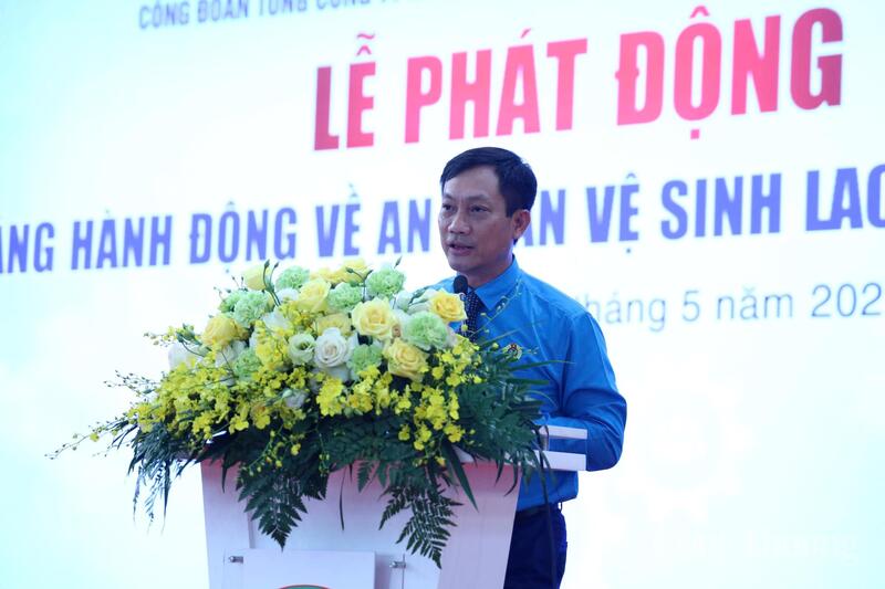 Ông Lê An Hải, Chủ tịch Công đoàn Công Thương Việt Nam phát biểu tại chương trình.