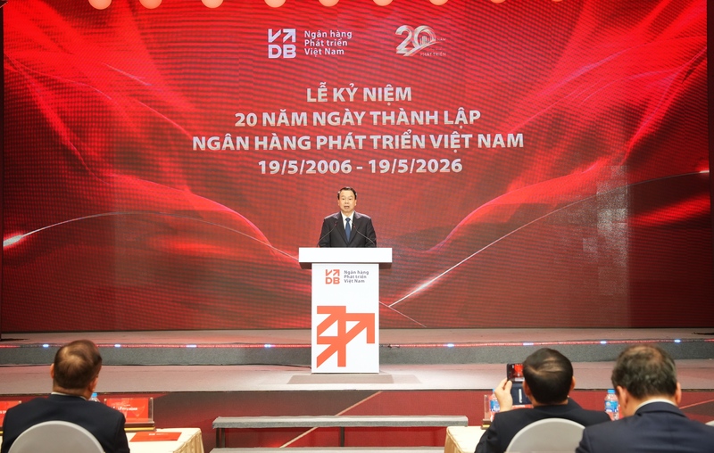 Thứ trưởng Bộ Tài chính Nguyễn Đức Chi phát biểu tại Lễ kỷ niệm 20 năm thành lập VDB.
