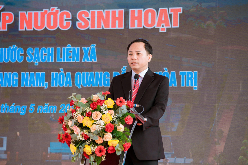 Ông Lê Duy Thìn - Chủ tịch Hội đồng thành viên kiêm Giám đốc Công ty TNHH Đầu tư Chuyển giao Công nghệ Toàn Cầu phát biểu tại lễ khởi công