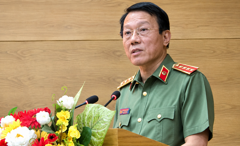 Đại tướng Lương Tam Quang, Bộ trưởng Bộ Công an phát biểu tại buổi lễ. Ảnh: Anh Thắng