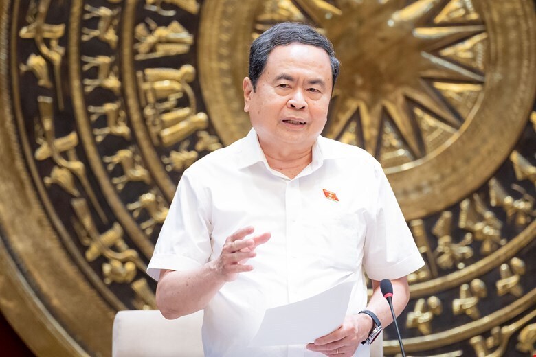 Chủ tịch Quốc hội Trần Thanh Mẫn yêu cầu đẩy nhanh Quốc hội số; nghiên cứu tính toán hợp nhất các cơ quan báo chí, truyền thông của Quốc hội. Ảnh: Quochoi.vn
