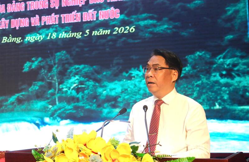 Bí thư Tỉnh uỷ Cao Bằng Phan Thăng An phát biểu tại hội thảo. Ảnh: Văn Lập