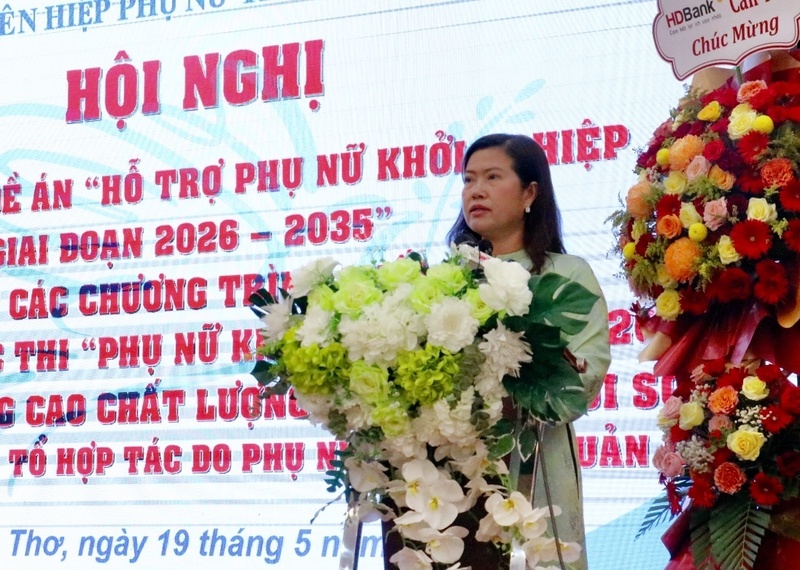 Bà Nguyễn Thị Ngọc Điệp, Phó Chủ tịch UBND TP. Cần Thơ, phát biểu tại hội nghị.
