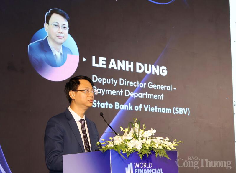 Ông Lê Anh Dũng, Phó Vụ trưởng Vụ Thanh toán, Ngân hàng Nhà nước Việt Nam phát biểu tại sự kiện. Ảnh: Phương Hà