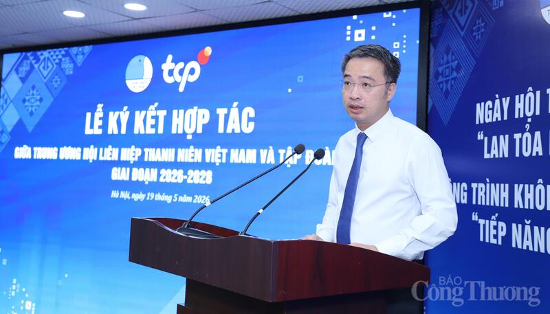 Bí thư Trung ương Đoàn, Chủ tịch Hội Liên hiệp Thanh niên Việt Nam Nguyễn Tường Lâm phát biểu - Ảnh: Đăng Hải