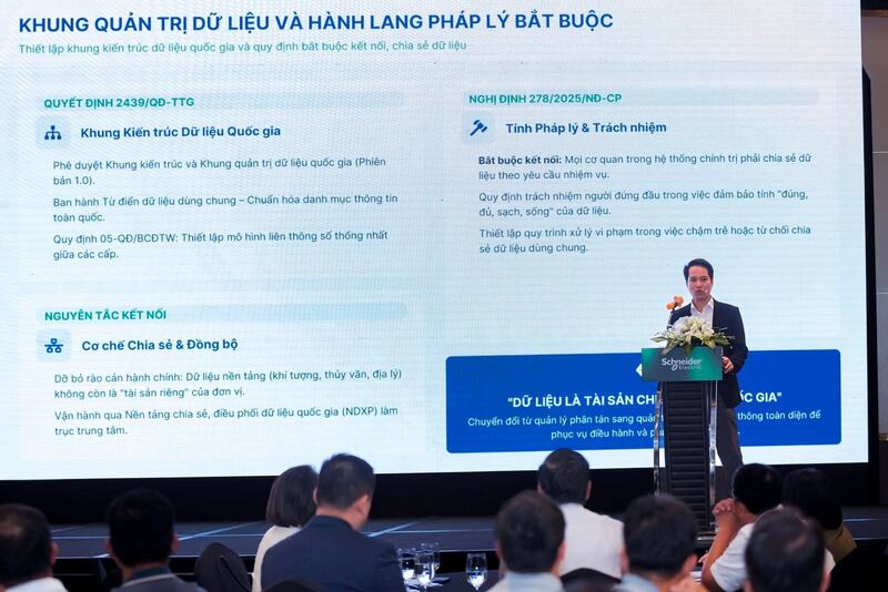 Ông Vũ Ngọc Tuấn, Phó trưởng phòng Công nghệ số, Cục Chuyển đổi số, Bộ Nông nghiệp & Môi trường chia sẻ tại sự kiện.