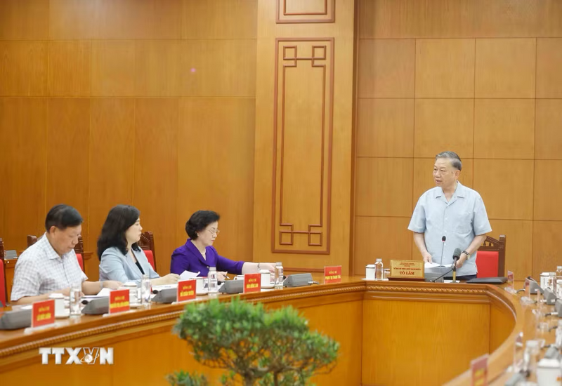 Tổng Bí thư, Chủ tịch nước Tô Lâm phát biểu chỉ đạo tại buổi làm việc. Ảnh: Thống Nhất/TTXVN
