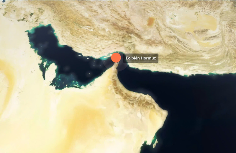 Eo biển Hormuz. Ảnh: Mapbox