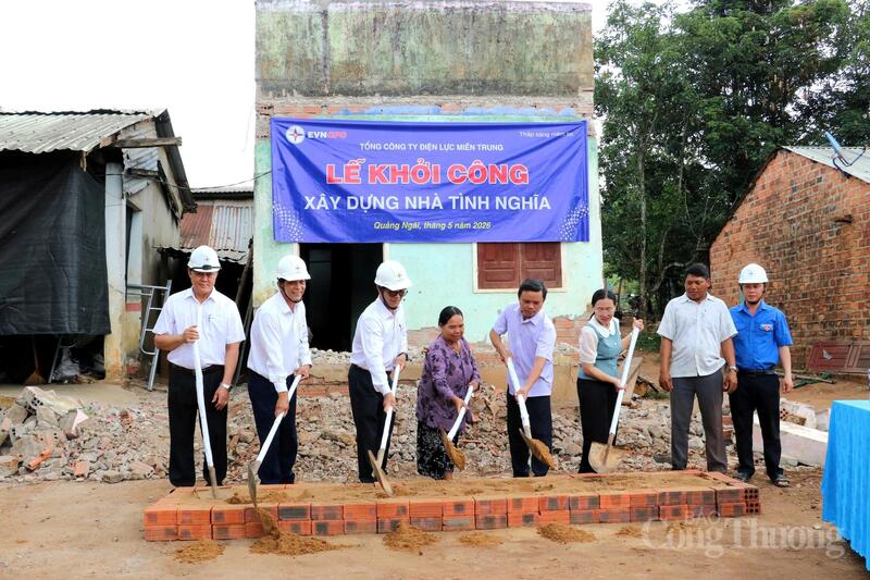 Từ ngày 12-20/5/2026, Công ty Điện lực Quảng Ngãi đã phối hợp với chính quyền các địa phương và ban nhân dân các thôn tổ chức khởi công xây dựng nhiều nhà tình nghĩa.