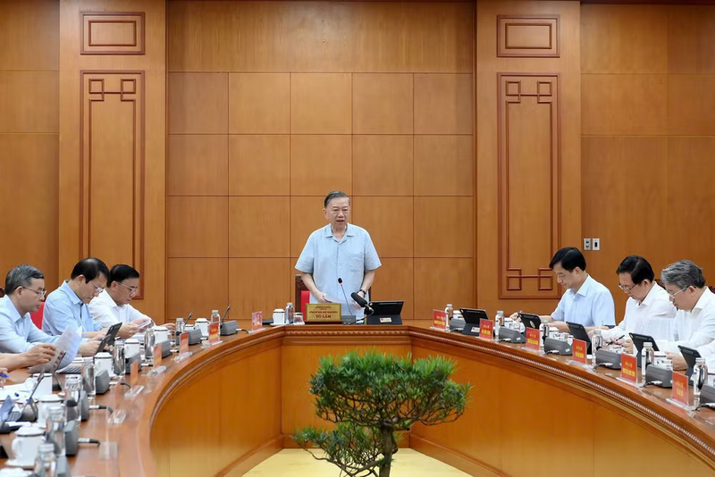 Tổng Bí thư, Chủ tịch nước Tô Lâm chủ trì cuộc làm việc. Ảnh: Đăng Khoa