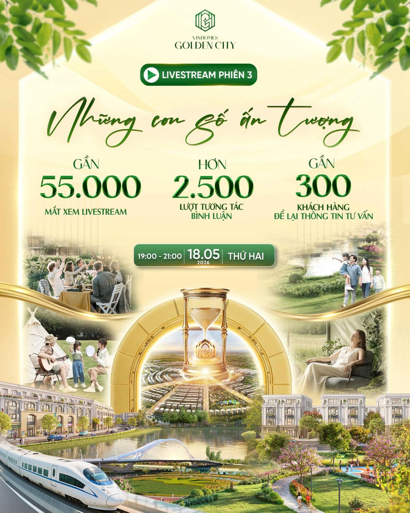 Phiên livestream số 3 của Vinhomes Golden City tạo sức hút mạnh mẽ từ đông đảo khách hàng và nhà đầu tư.