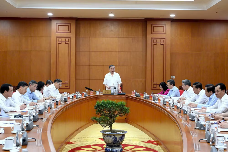 Tổng Bí thư, Chủ tịch nước Tô Lâm tại buổi làm việc với một số cơ quan về nhà ở xã hội và định hướng phát triển nhà ở trong thời gian tới. Ảnh: Đăng Khoa