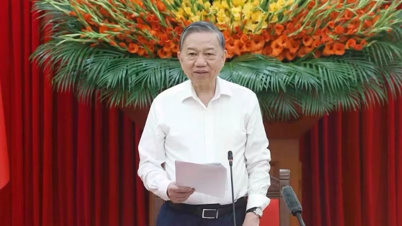 Tổng Bí thư, Chủ tịch nước Tô Lâm, Trưởng Ban Chỉ đạo phát biểu tại phiên họp. (Ảnh: TTXVN)