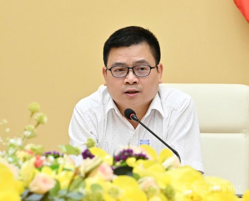 Thứ trưởng Bộ Công Thương Trương Thanh Hoài phát biểu chỉ đạo tại cuộc họp. Ảnh: Cấn Dũng