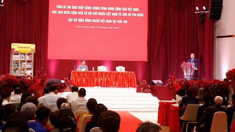 Tổng Bí thư, Chủ tịch nước Tô Lâm phát biểu tại cuộc gặp gỡ cộng đồng người Việt Nam tại Thái Lan. Ảnh: Thống Nhất/TTXVN