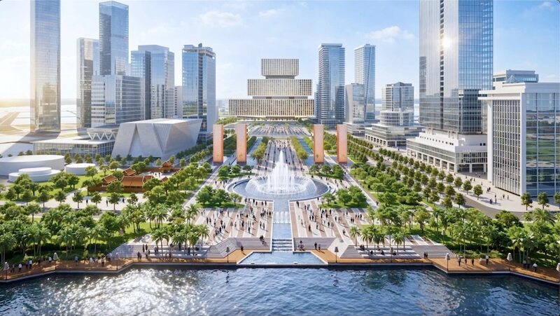 Phối cảnh dự án Thu Thiem Eco Smart City trong tổng thể quảng trường trung tâm hành chính TP. Hồ Chí Minh.