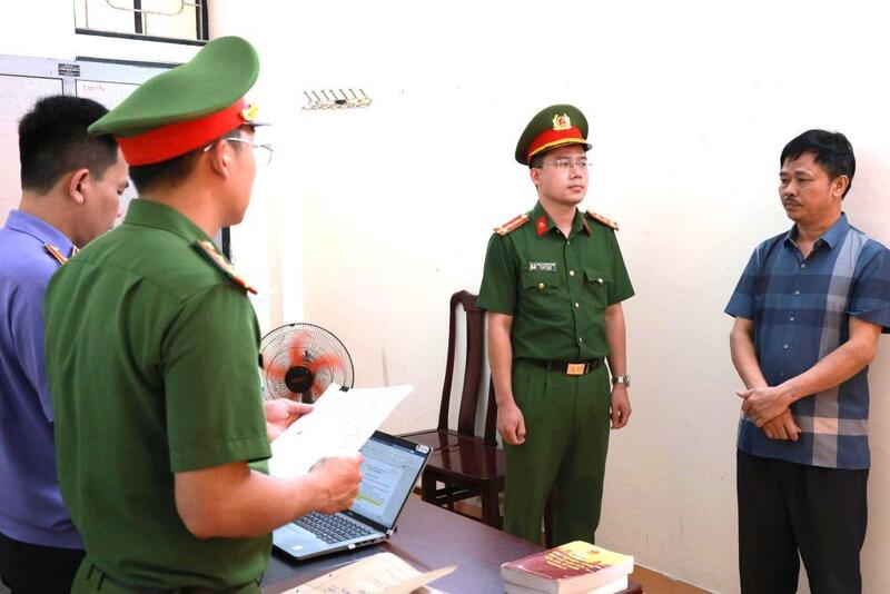 Đối tượng Nguyễn Hữu Cường tại cơ quan công an. Ảnh: Công an Hà Tĩnh