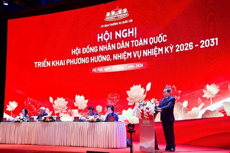 Chủ tịch Quốc hội Trần Thanh Mẫn phát biểu bế mạc Hội nghị Hội đồng nhân dân toàn quốc triển khai phương hướng, nhiệm vụ nhiệm kỳ 2026 - 2031.