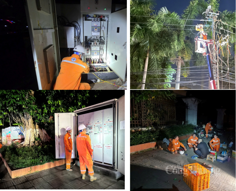 Nhân viên điện lực xuyên đêm khắc phục sự cố
