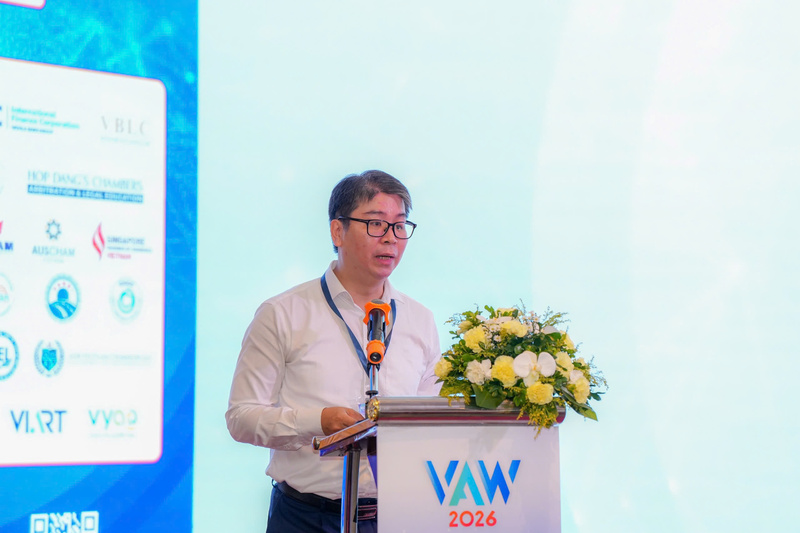 Ông Lê Văn Tuấn - Phó Cục trưởng Cục Bổ trợ Tư pháp (Bộ Tư pháp) phát biểu tại sự kiện. Ảnh: NH
