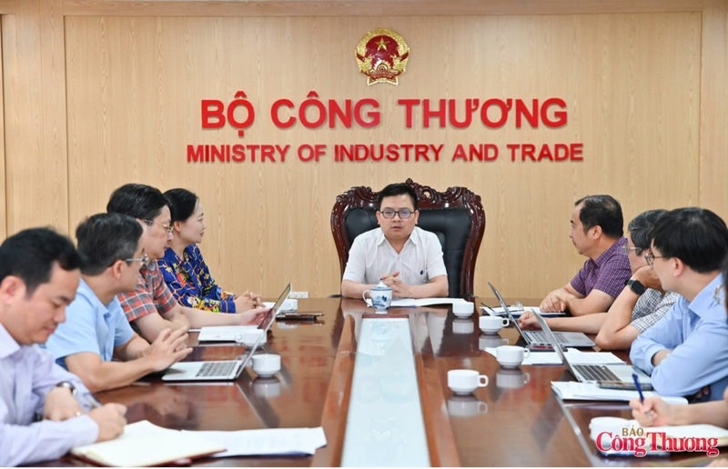 Thứ trưởng Bộ Công Thương Trương Thanh Hoài chủ trì cuộc họp về tuyên truyền sử dụng năng lượng tiết kiệm và hiệu quả. Ảnh: Nam Nguyễn