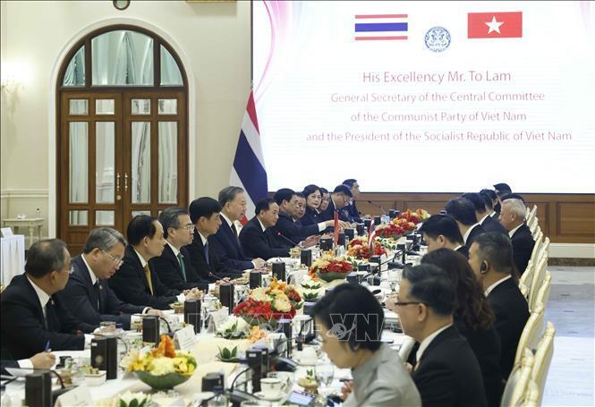 Tổng Bí thư, Chủ tịch nước Tô Lâm hội đàm chính thức với Thủ tướng Thái Lan Anutin Charnvirakul. Ảnh: Thống Nhất/TTXVN