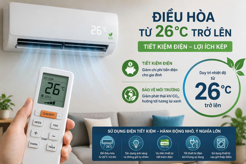 Ngành điện khuyến nghị người dân sử dụng điều hòa ở mức 26-27 độ C. Hình minh hoạ