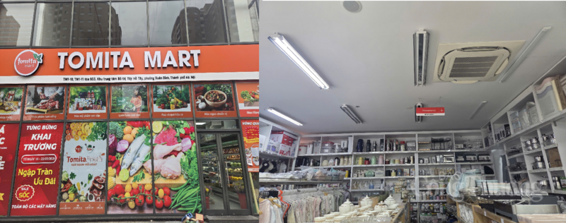 Siêu thị Tomita Mart (Khu đô thị Tây Hồ Tây, phường Xuân Đỉnh) chủ động tắt bớt thiết bị điện để tiết kiệm.