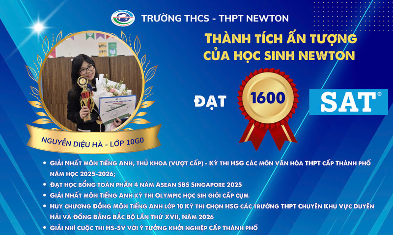 Nguyễn Diệu Hà đạt điểm SAT tuyệt đối khi mới chỉ là học sinh lớp 10. Ảnh: NTCC