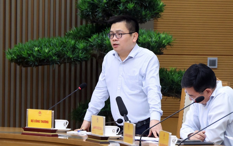 Thứ trưởng Bộ Công Thương Trương Thanh Hoài tham dự và phát biểu tại buổi làm việc. Ảnh: VGP/Phương Nguyên