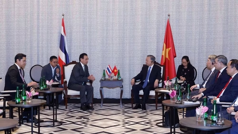 Tổng Bí thư, Chủ tịch nước Tô Lâm tiếp ông Sarath Ratanavadi, Giám đốc, Phó Chủ tịch Hội đồng quản trị kiêm Tổng Giám đốc điều hành Tập đoàn Gulf Development. Ảnh: TTXVN
