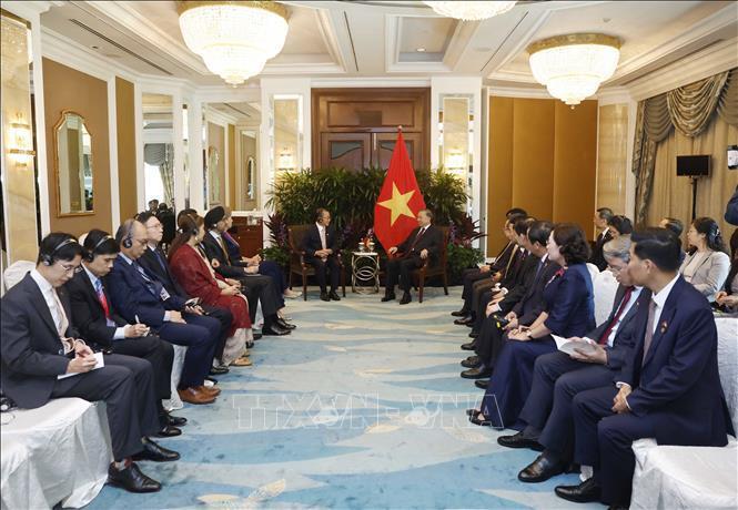Tổng Bí thư, Chủ tịch nước Tô Lâm hội kiến Chủ tịch Quốc hội Singapore Seah Kian Peng. Ảnh: Thống Nhất/TTXVN