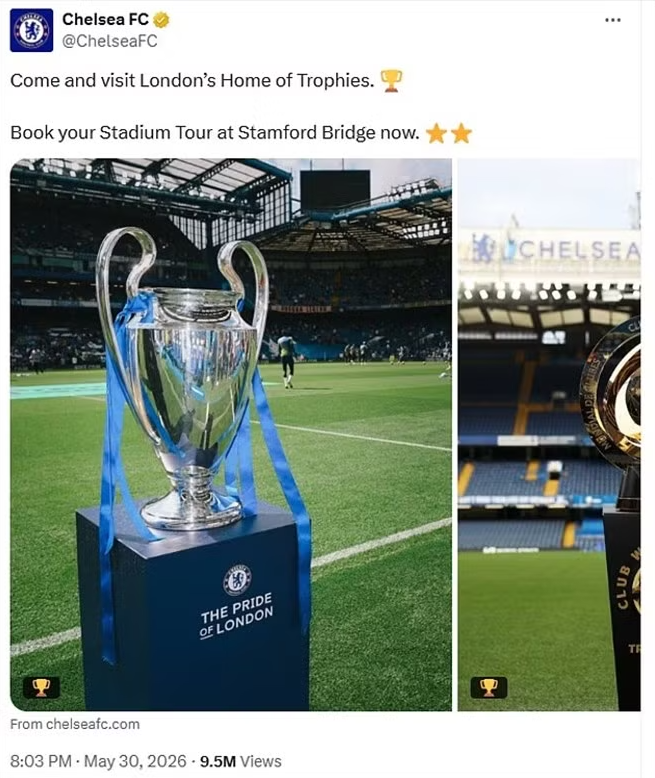 Chelsea đăng bài được cho là chế giễu Arsenal, ngay lúc mãn cuộc (Ảnh chụp màn hình).