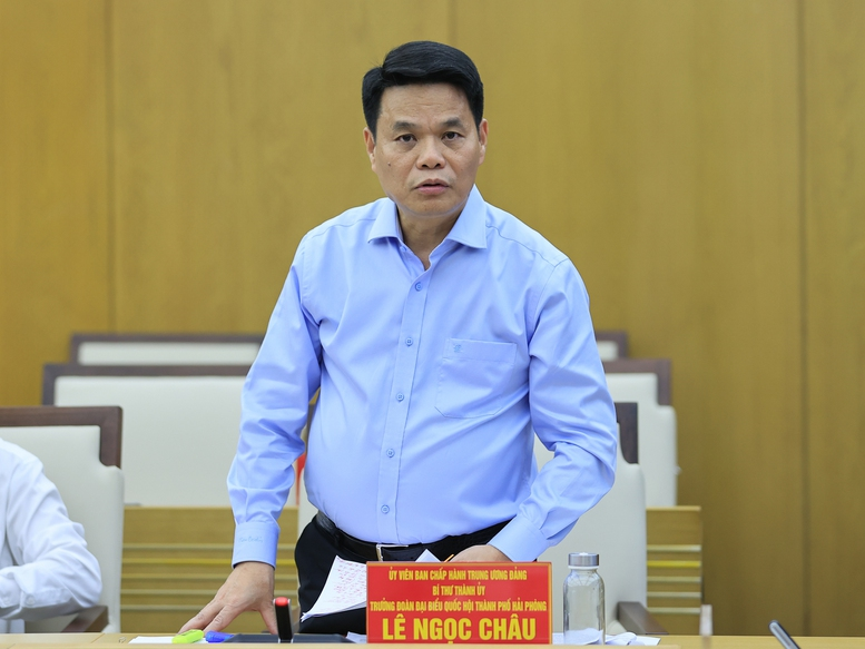 Bí thư Thành ủy Hải Phòng Lê Ngọc Châu phát biểu tại Hội nghị - Ảnh: VGP/Nhật Bắc